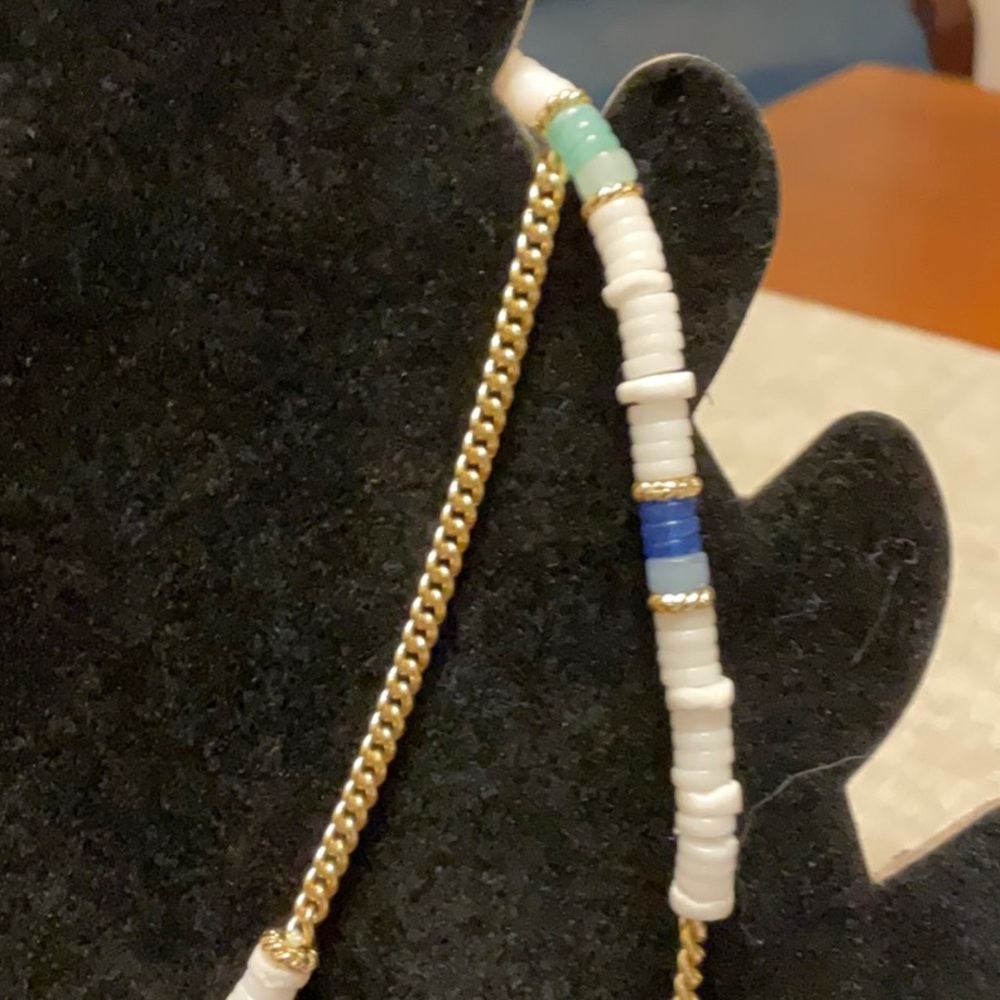 Stella and Dot Gold and White Beaded Necklace - Picture 3 of 5